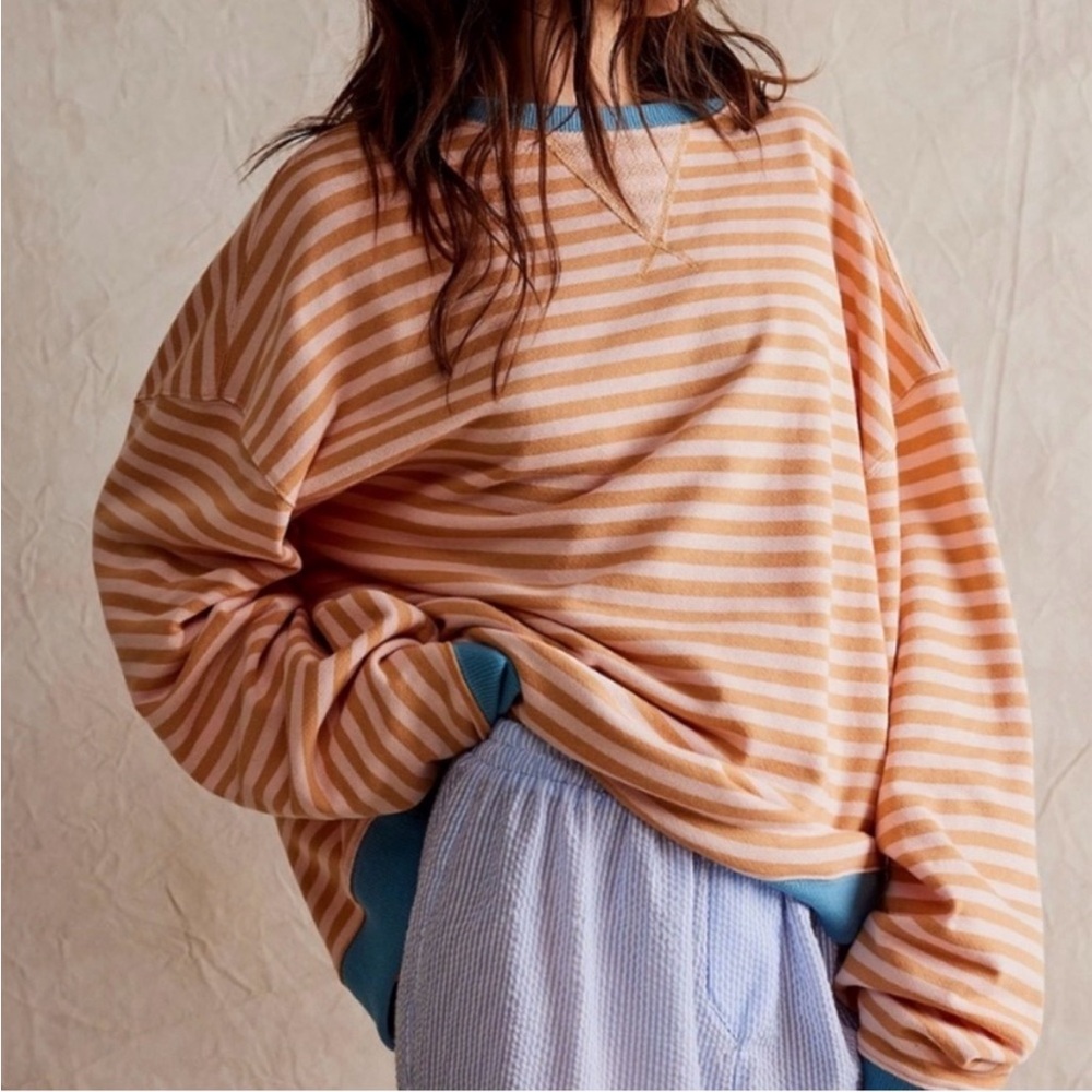 We The Free Classic Striped Oversized Crewneck